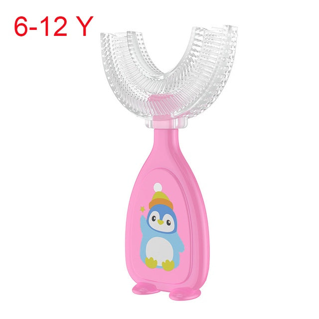 Escova de dente infantil formato u 360 graus